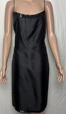 Chado Ralph Rucci Black Silk Beaded Cocktail Dress Sz 12 NWT Neiman Marcus 2880