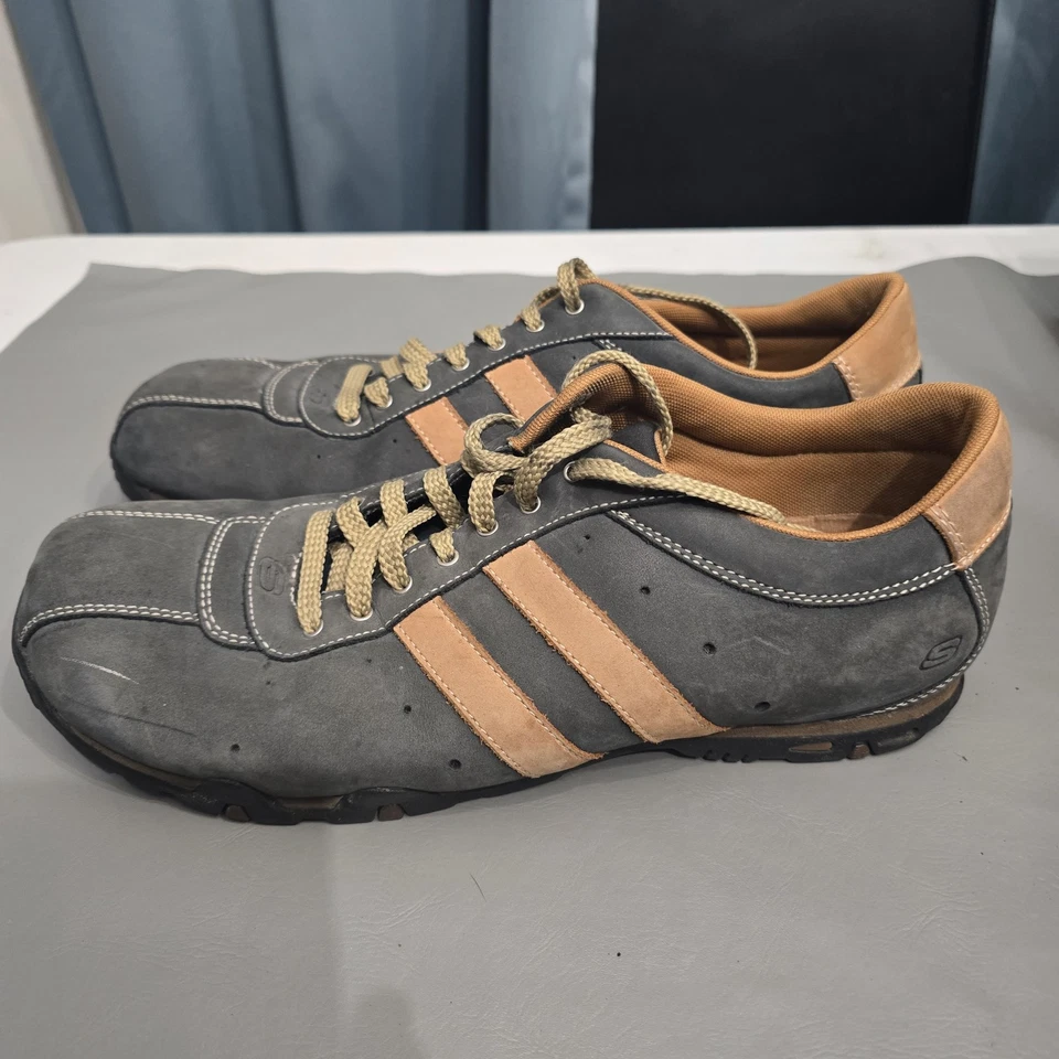 Zapatos Skechers Para Hombre Talla 11 Gamuza Rayas Informales Con Cordones Cómodos SN 60360 Foto 4 de 4