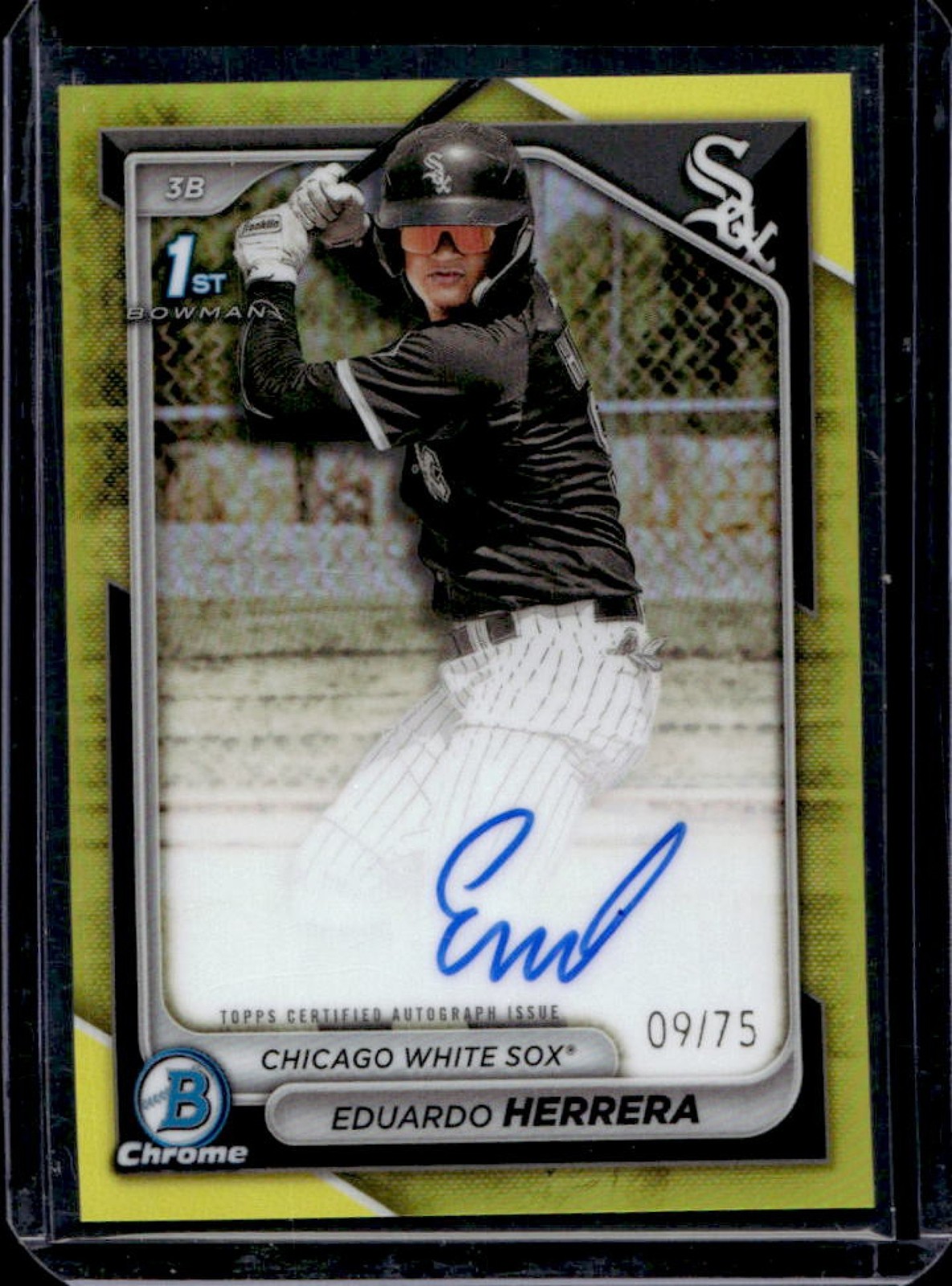 2024 Bowman Chrome Eduardo Herrera Auto Yellow Refractor 1st #9/75