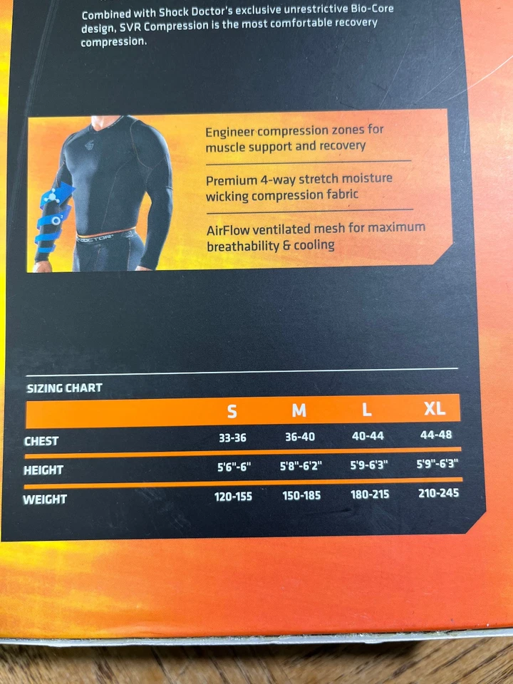 NEW Shock Doctor 734 SVR Recovery Compression Long Sleeve Shirt Mens XL Black - Image 4 of 4