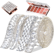 4 Rolls Bling Rhinestone Ribbon Crystal Strips, 4 Styles Self Adhesive Glass ...