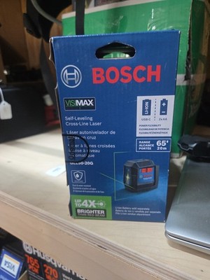 BOSCH GLL50-20G 50 Ft Green-Beam Self-Leveling Cross-Line Laser, Includes Integr