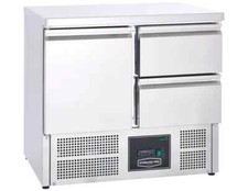 SMALL STAINLESS STEEL GASTRONORM PREPERATION COUNTER FRIDGE WITH DRAWERS
