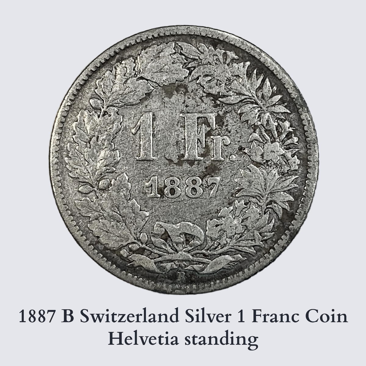 1887 B Switzerland Silver 1 Franc Coin Helvetia standing-Swiss
