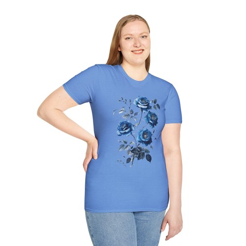 Chinoiserie Blue Rose T-Shirt, Vintage Floral Tee, Garden Lover Gift - Picture 16 of 31
