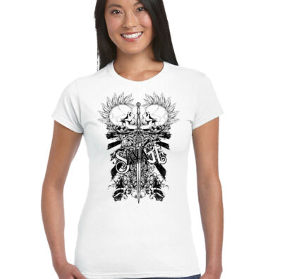 Savage - Two Punk Skulls - Damen T-Shirt Biker Motorrad Motorrad Rock Musik