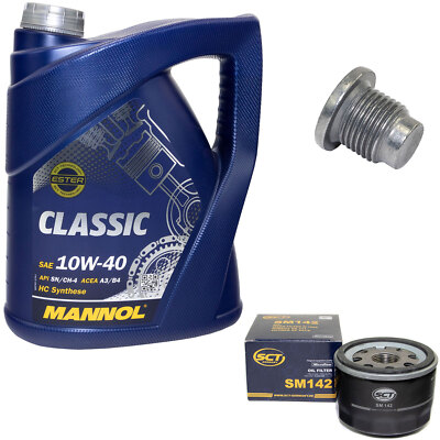 Motoröl Ölfilter SM142 10W40 5Liter + Ölablassschraube für Dacia Renault Laguna