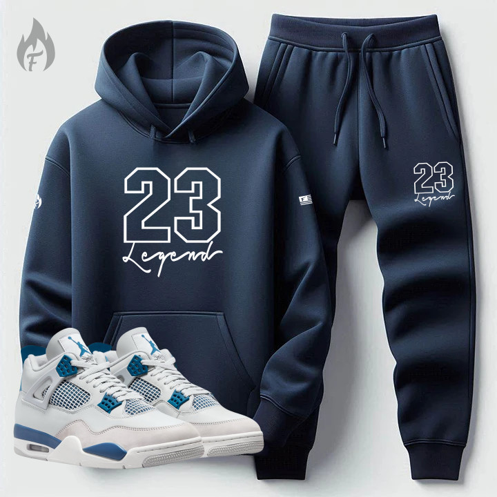 Conjunto de chándal con capucha 23 Legend azul marino para hombre ropa de calle chándal a juego Jordan 4