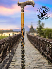 PERSONALIZED HandCarved Snake Wooden Walking Stick Cane, Fancy Stick, Rod, Staff