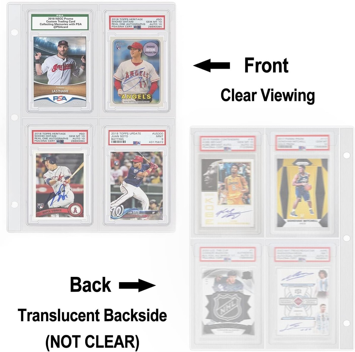 graded card binder pages Graded Card Slab Binder Pages for Storage Display Compatible w/40 PSA BGS  BCCG