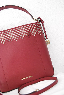 MICHAEL KORS Handtasche Neu  Hayes LG Bucket Shoulder Leder mulberry rot