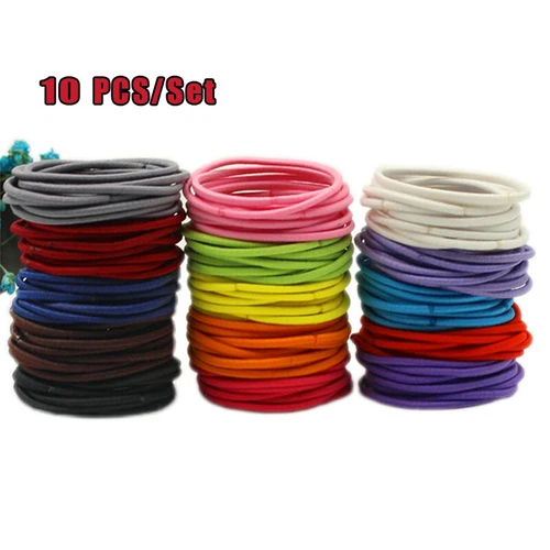 10x Rubber Bands Thin Elastic Hair Holder Ponytail Hair Holder Hair Accessorie☽ - Bild 1 von 36