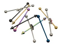 10 Pack 14 Gauge Industrial Barbells Assorted Designs Surgical Steel Piercings