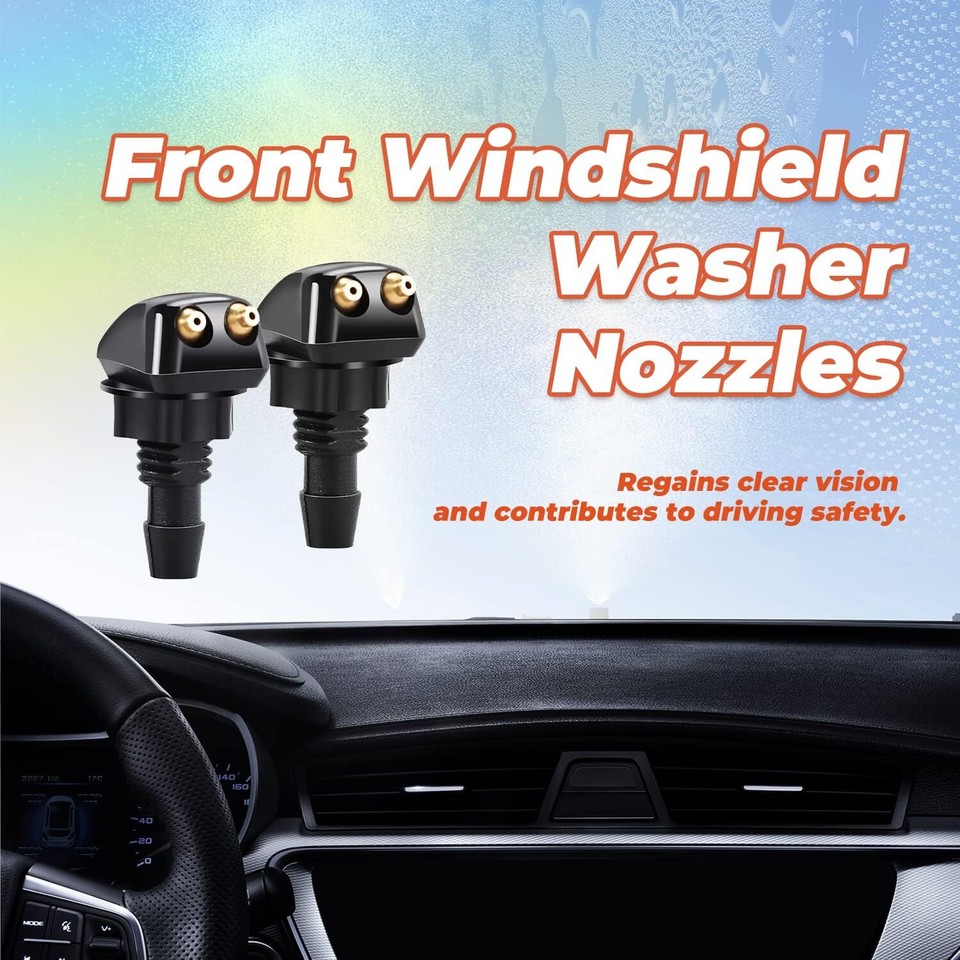 2Pc Front Windshield Washer Nozzles Wiper Water Spray Jet + 6.5ft Hose ...