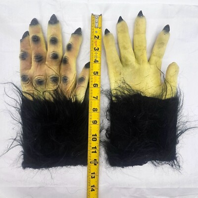 Werewolf Gloves Hairy Furry Hands Rubber Halloween Costume Warlock