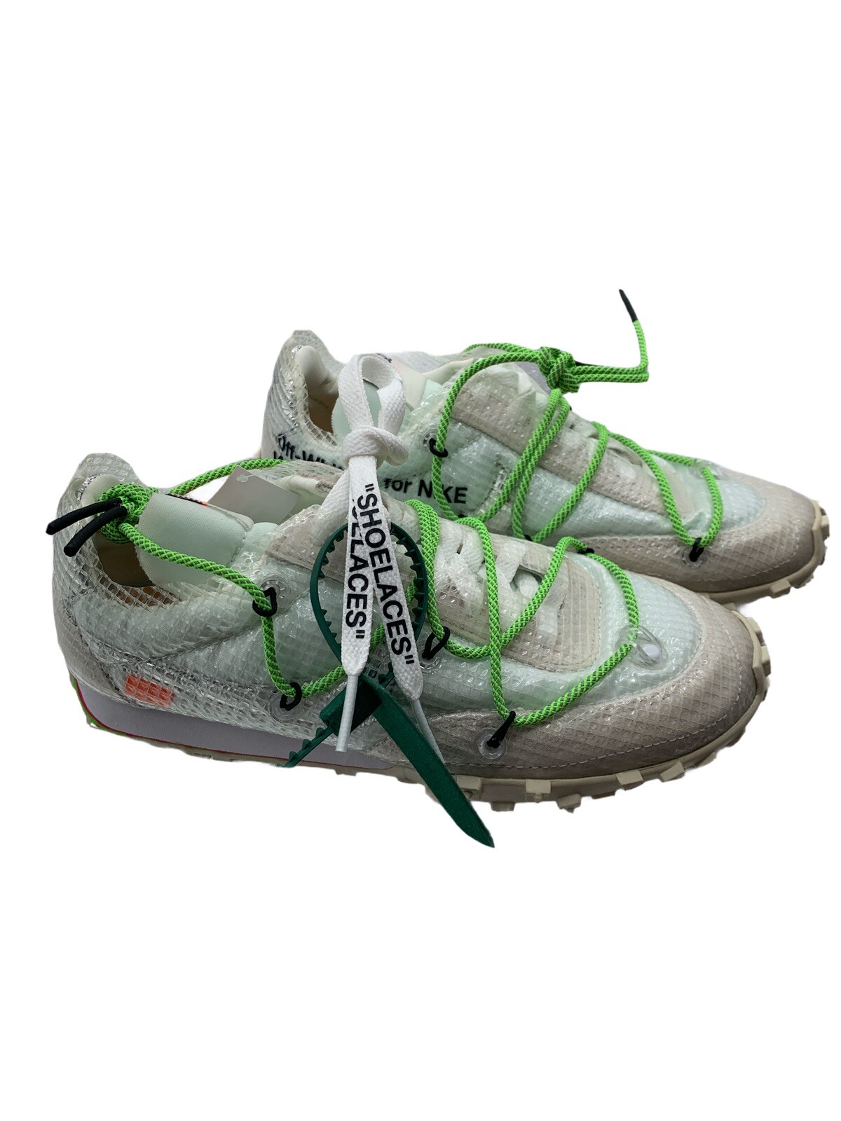 OFF WHITE X NIKE Nike x OFF White Waffle Racer taglia 6 WoMen. Bianco verde elettrico. CD8180 100.