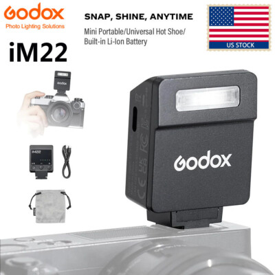 US Godox iM22 Mini On-Camera Flash Light Speedlite Universal Hot Shoe Mount