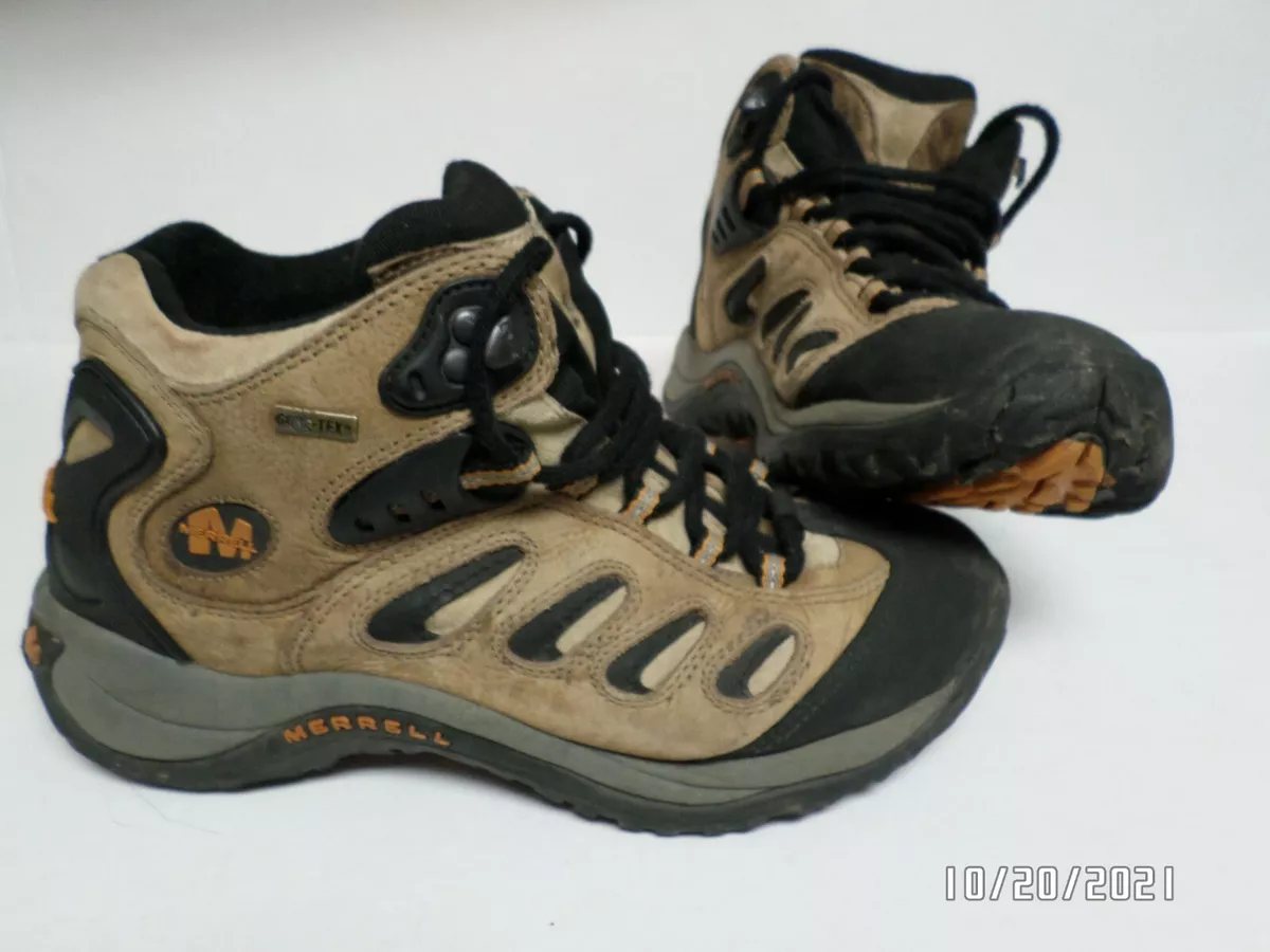 Merrell, Reflex Mid Gore-Tex Smoke Hiking Shoes Vibram Leather Women's Size 9.5.