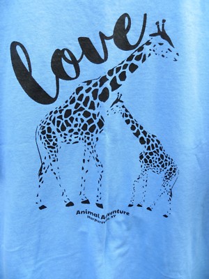 Blue GIRAFFE Zoo Tee Shirt Home of April, Oliver, Tajuri  in New York NEW XL