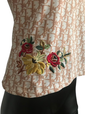 ❤️CHRISTIAN DIOR ,monogram brown tank top embroidered flowers