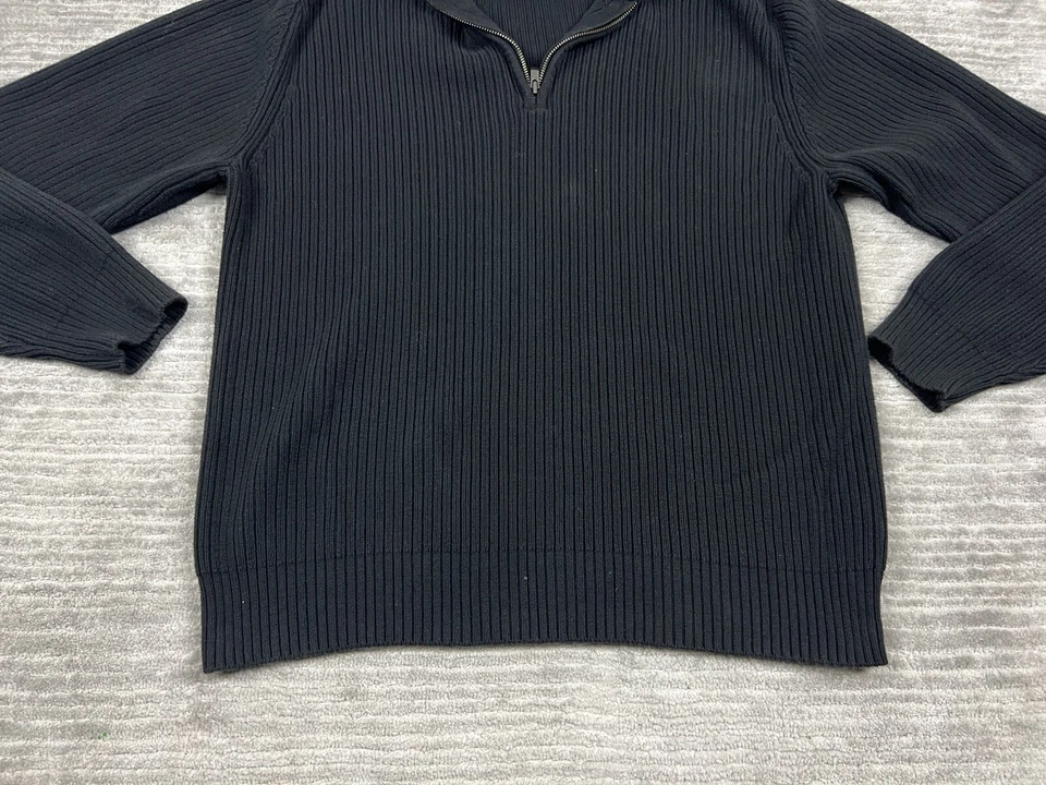 Suéter Calvin Klein Para Hombre XL Negro Manga Larga Pullover 1/4 Cremallera 100% Algodón Foto 3 de 4