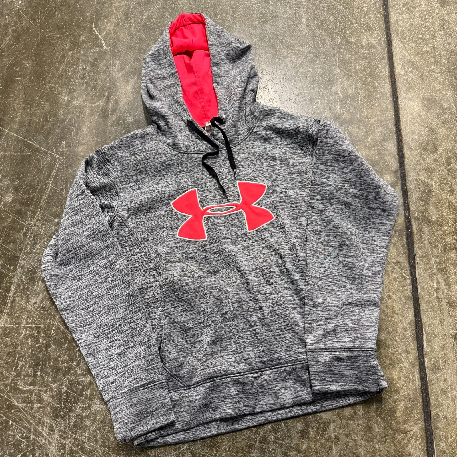 Under armour Storm Hoodie Womens Small Gray Space Dye Fleece Lined Drawstring