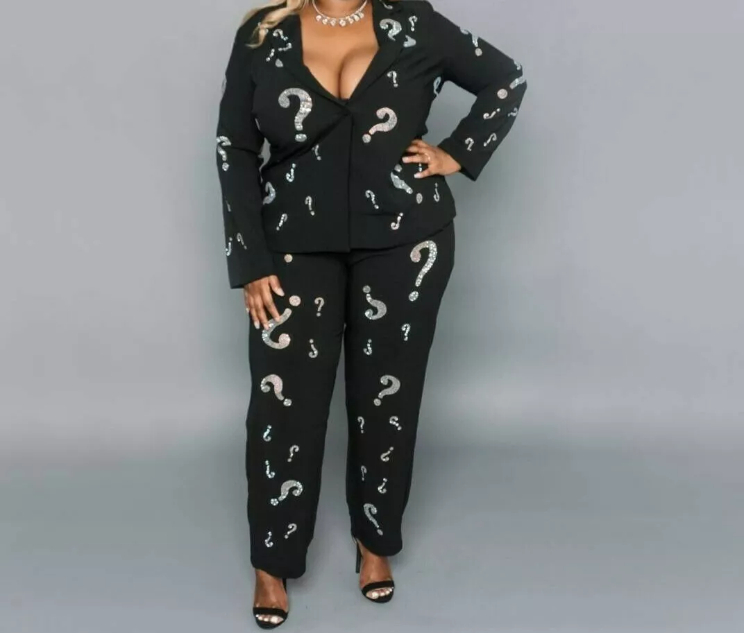 Plus size sale black pantsuit