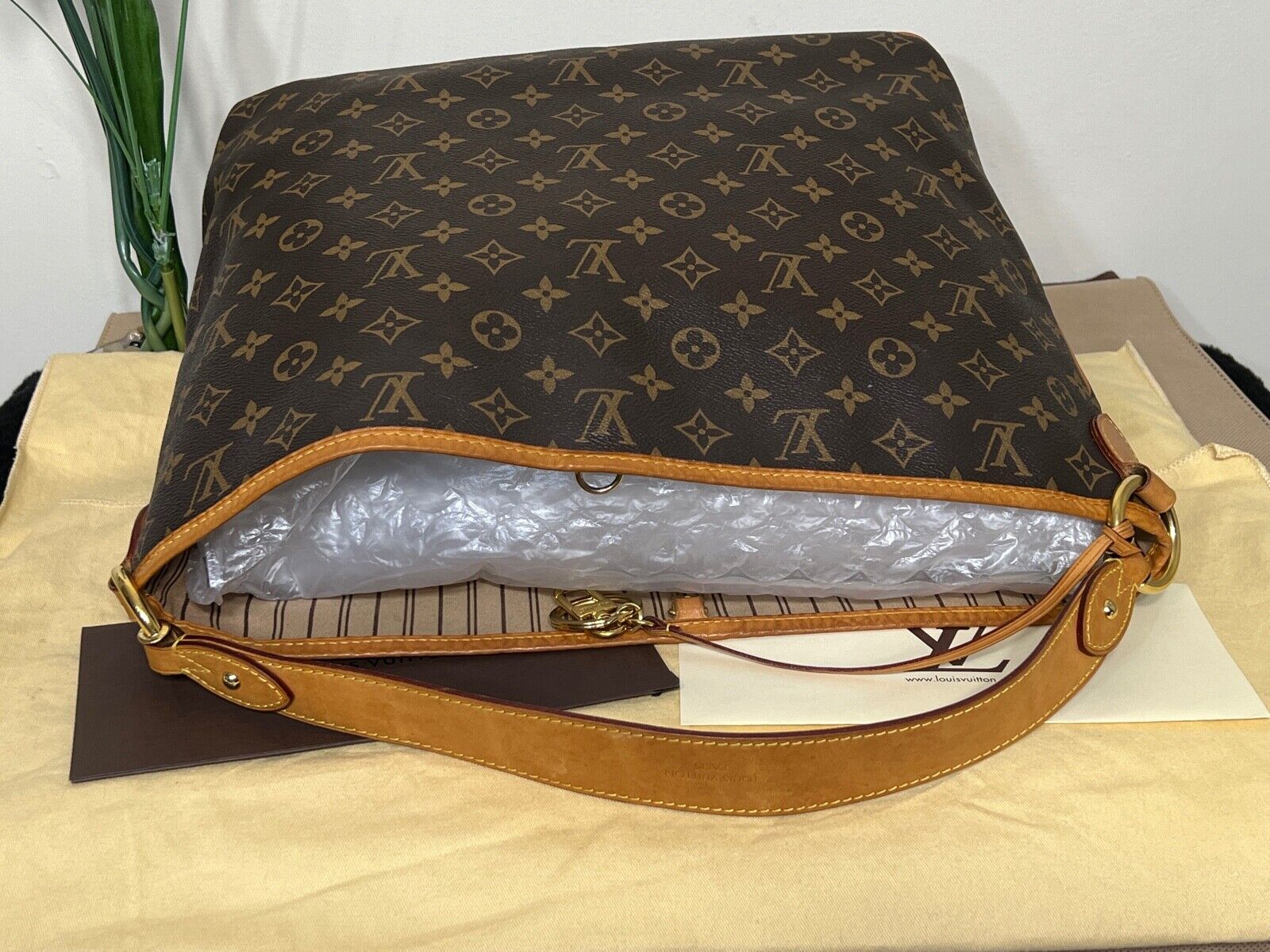 LOUIS VUITTON Flore MM Tote Large Full Leather Authentic Womens