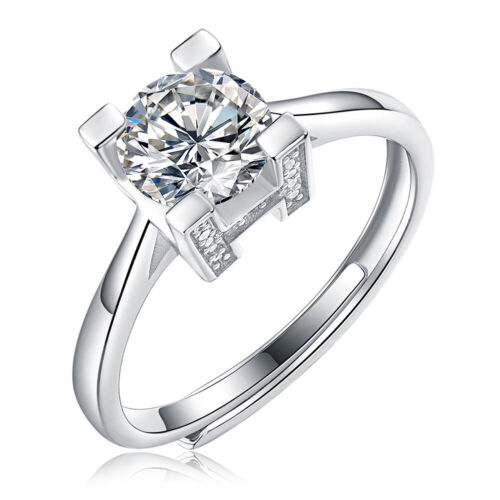 1CT Round Cut Moissanite Solitaire Anniversary Promise Ring 18K White Gold Cover - Picture 1 of 10