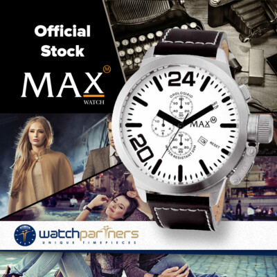 MAX WATCH THE CLASSIC CHRONO 5ATM WHITE DIAL SS CASE 47mm DIAMETER - Main Image