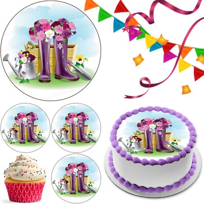 Garten Gartenarbeit Tortenaufleger Party Deko essbar Geburtstag Feier Cupcake