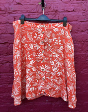 BNWT New Look Tall Coral Leaf Print Casual Summer A-Line Cotton Skirt Size 20