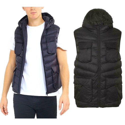 Brave Soul Mens Academy Padded Hooded Gilet M Black