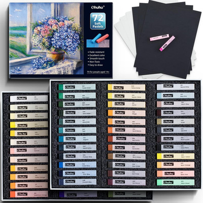 72 Long Chalk Pastel Set: 72 Pastel Colors Chalk Markers for Artists 4 Fluoresce
