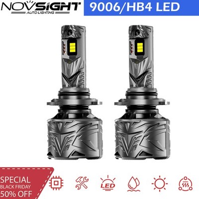 NOVSIGHT Pair 9006 HB4 LED Headlight Bulb Extremely Bright 50000LM High/Low Beam