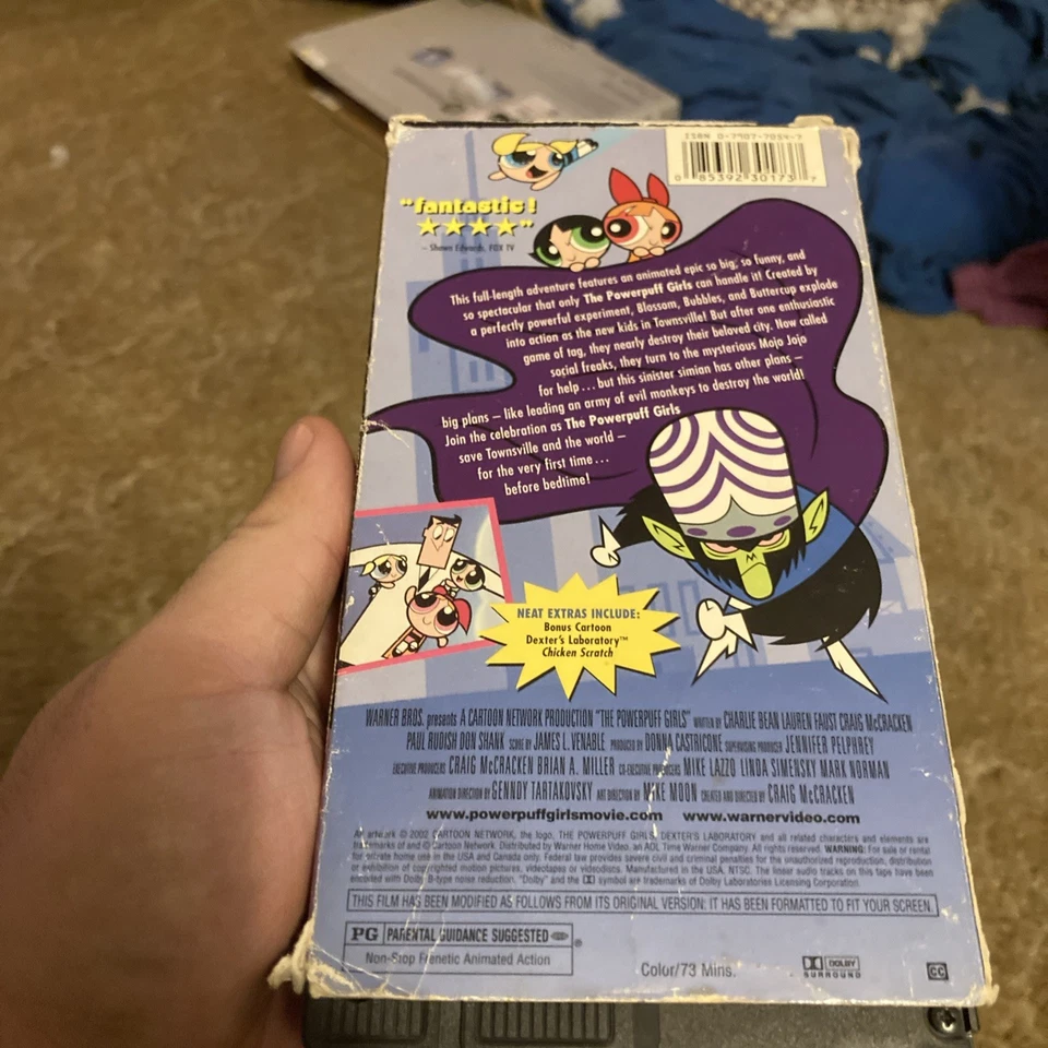Powerpuff Girls Movie VHS Used 2002 Cartoon Network Slipcover RARE Dexter’s Lab - Image 3 of 4