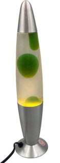 Lava Lamp Silver Base Green Wax Motion Desk Light 34cm