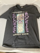 Colorado Rockies Inaugural Season Opening Day T Shirt Black Mens Large MLB
