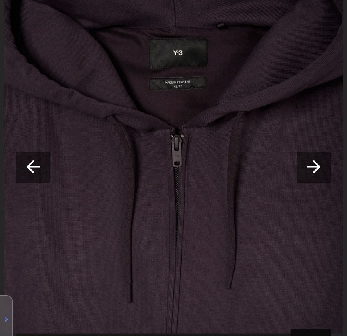 Y-3 Men's French Terry Zip Hoodie Purple IP7701 Small Heavyweight