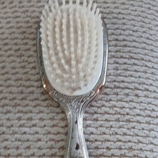 Vintage Silver Ornate Floral Design Collectible Hair Brush