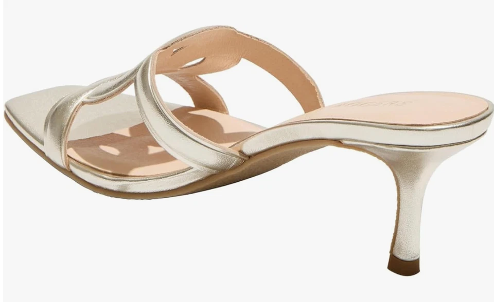 Jack Rogers женщин Dobson котенок каблук кожаный каблук сандалии платины 9,5 M новый с Ярлыками - Изображение 4 из 4