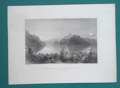 1853 AD PRINT - Upholstery Wallpaper New Orleans LA + Tell's Chapel Switzerland - Picture 2 of 2