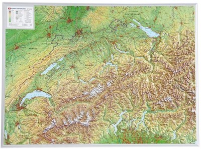 Schweiz, Reliefkarte, Groß. Switzerland | deutsch