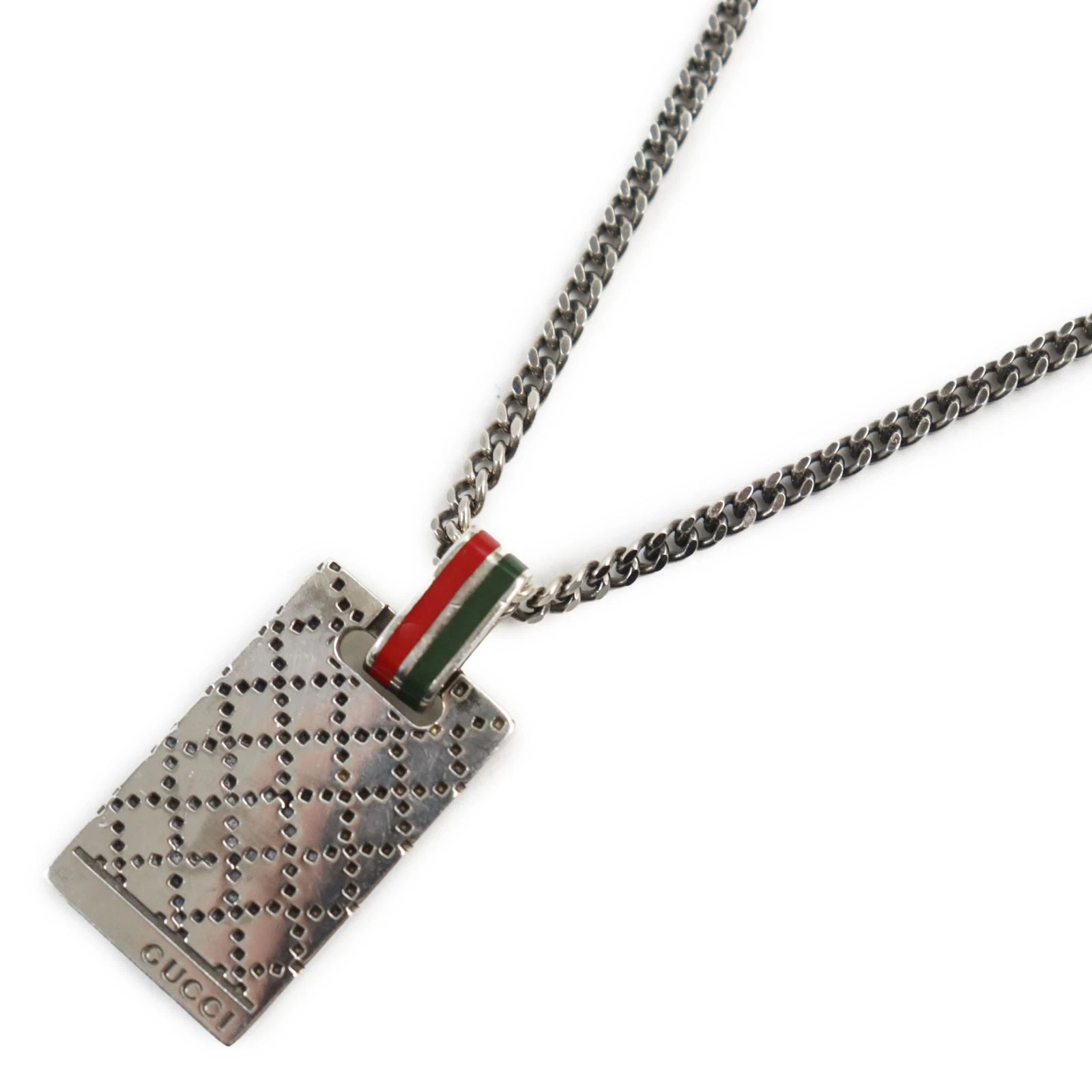 Gucci 310481 Ag925 Diamante Motif Accessoires Chaîne Collier Argent Made I GwE60