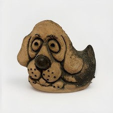 VINTAGE WELSH GROGG - STUDIO POTTERY - Dog SIGNED JOHN HUGHES WALES 70's.