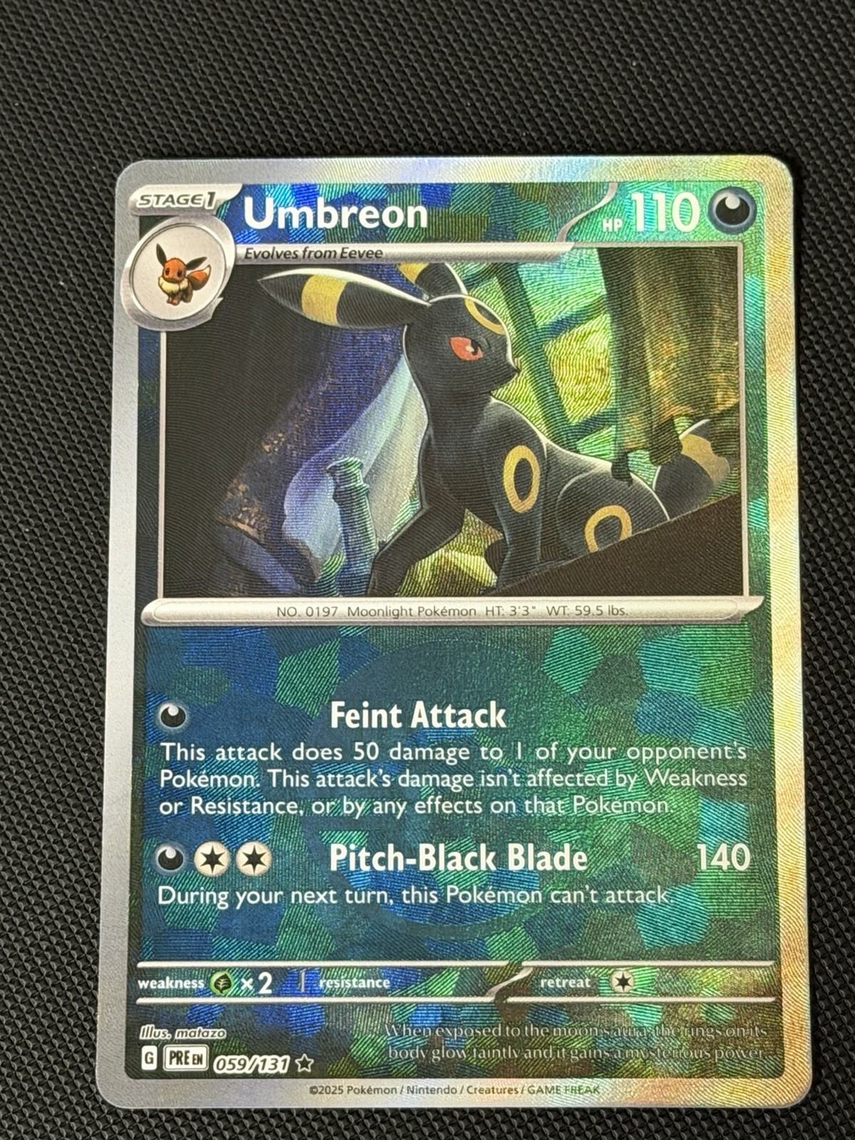 Umbreon Poke Ball Pattern Holo Rare Card SV: Prismatic Evolutions 059/131 NM/M