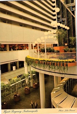 Hyatt Regency Indianapolis Atrium Vintage Postcard Hotel Interior View