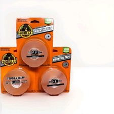 LOT OF 3 ROLLS OF GORILLA TOUGH  CLEAR DOUBLE SIDED MOUNTING TAPE 1" x 150"