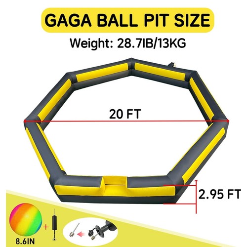 20FT Gaga Ball Pit Portable Inflatable Gaga Ball Pit with Blower,Giant Gaga Ball - Afbeelding 2 van 11