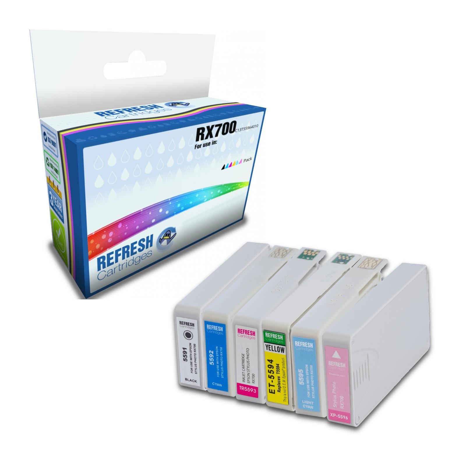 Refresh Cartridges Value Pack of T5591-6 Replacement Ink Compatible With Epson